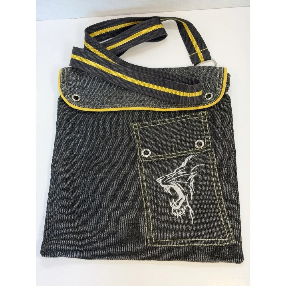 Vintage Cricket Messenger Bag Chennai Super Kings CSK Gray Yellow Lion Logo